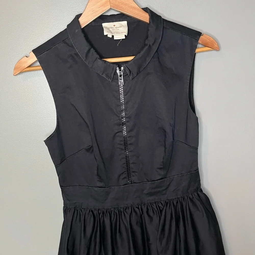 Kate Spade Zip Front Collared Black Dress